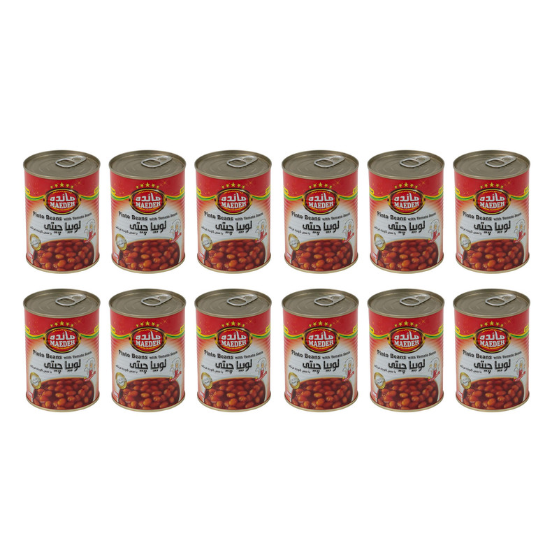 کنسرو لوبیا چیتی با سس گوجه فرنگی مائده - 380 گرم مجموعه 12 عددی