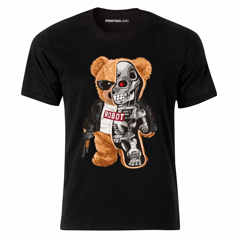تی شرت آستین کوتاه مردانه پرینتینگ لند طرح ROBOT TEDDY کد P149