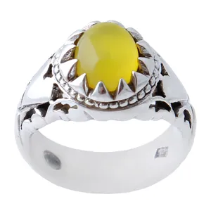 انگشتر نقره مردانه بازرگانی میلادی مدل عقیق شرف الشمس رکاب دست ساز کد AM_1048