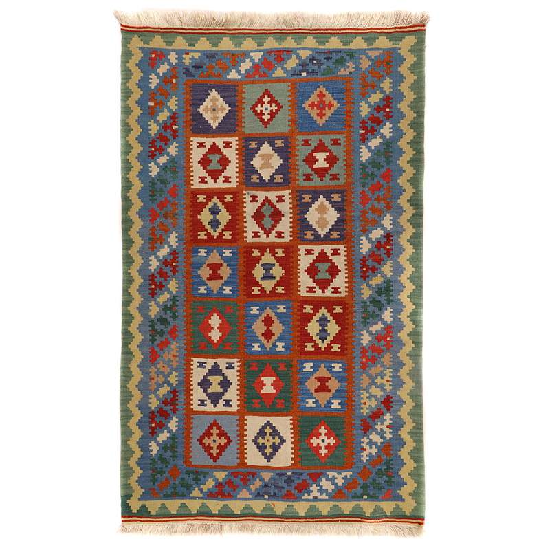 گلیم دستبافت دو ونیم متری طرح قشقایی کد140636