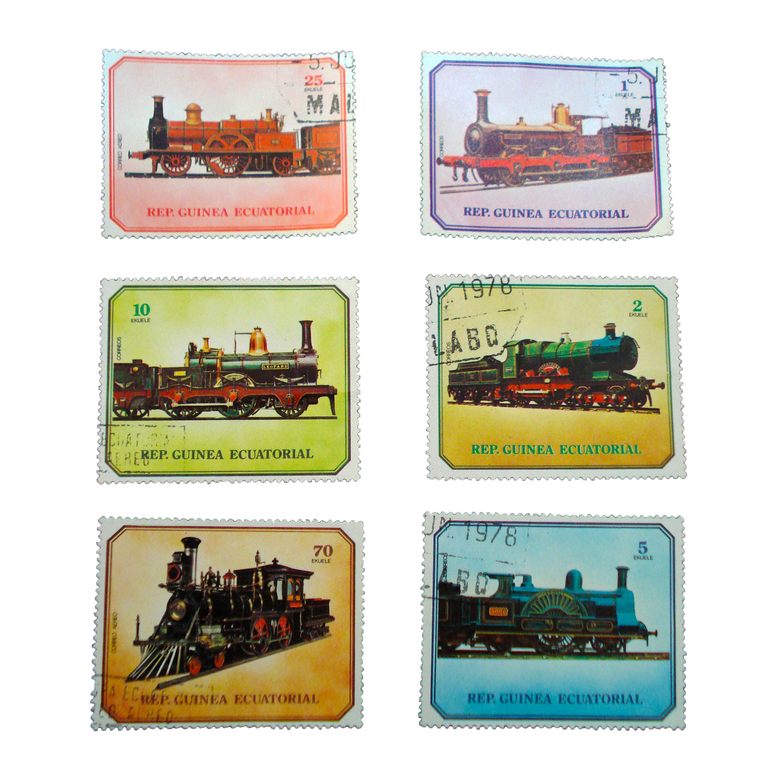 تمبر یادگاری مدل قطار کد h-707 مجموعه 6 عددی