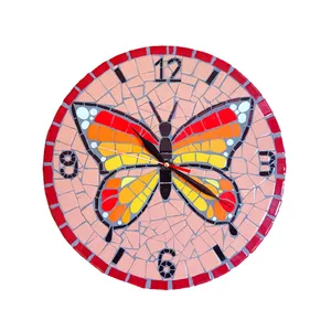 ساعت دیواری مدل  کاشی شکسته طرح پروانه