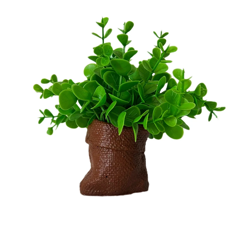 گلدان به همراه گل مصنوعی مدل شمشاد گونی کد 766