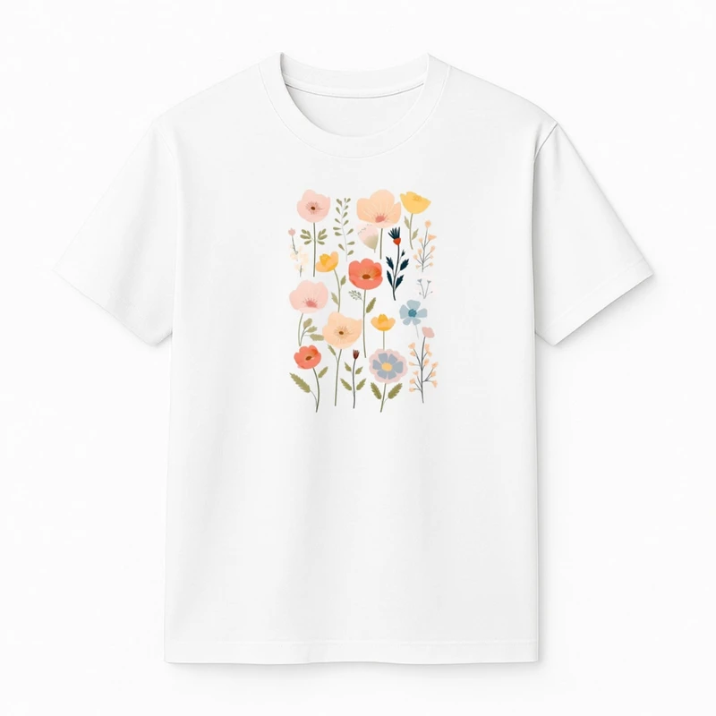تی‌شرت آستین کوتاه دخترانه مدل گل ها 