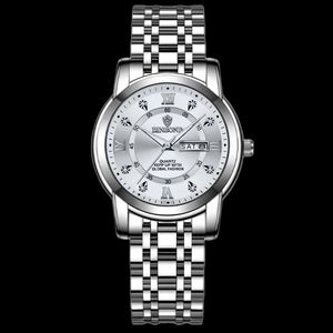 ساعت مچی عقربه‌ای کوارتز زنانه بین باند مدل ریز بافت نگینی کد 002