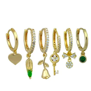 گوشواره زنانه وای اس ایکس مدل کلید و رز کد E4170  مجموعه 6 عددی