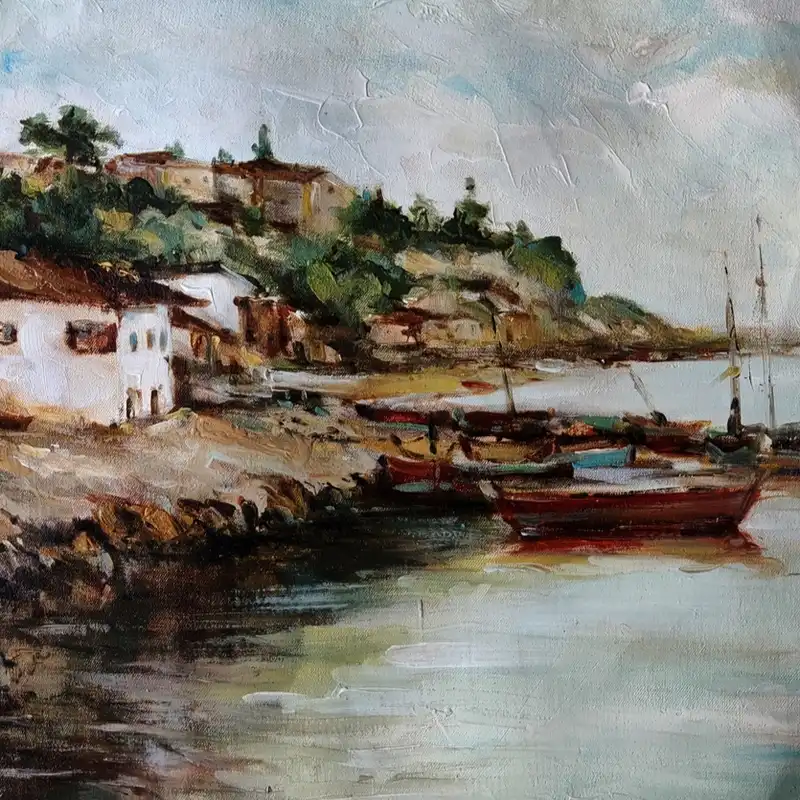 تابلوی رنگ و روغن تکنیک قلم مو و کاردک