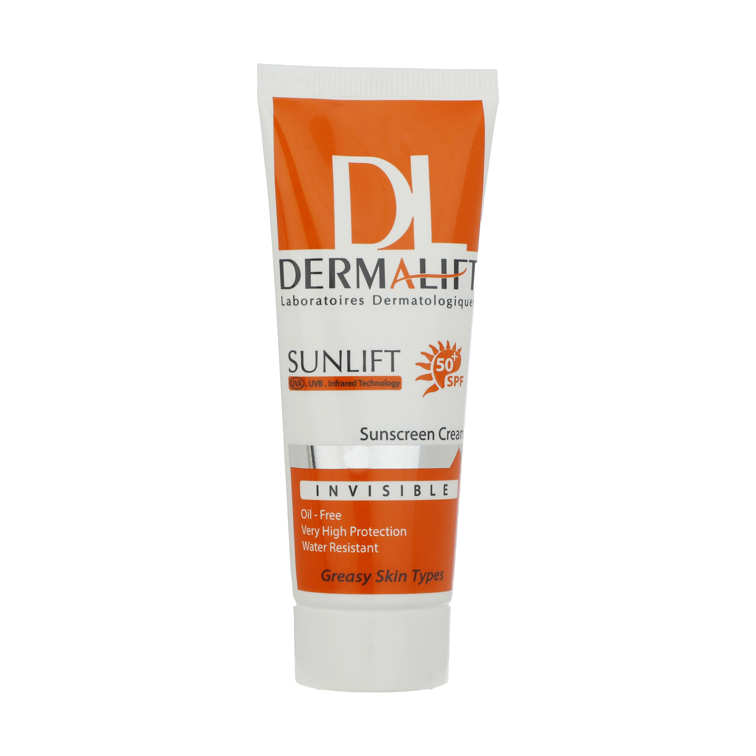 کرم ضد آفتاب بی رنگ درمالیفت مدل SPF50 مناسب پوست‌های چرب حجم 40 میلی لیتر