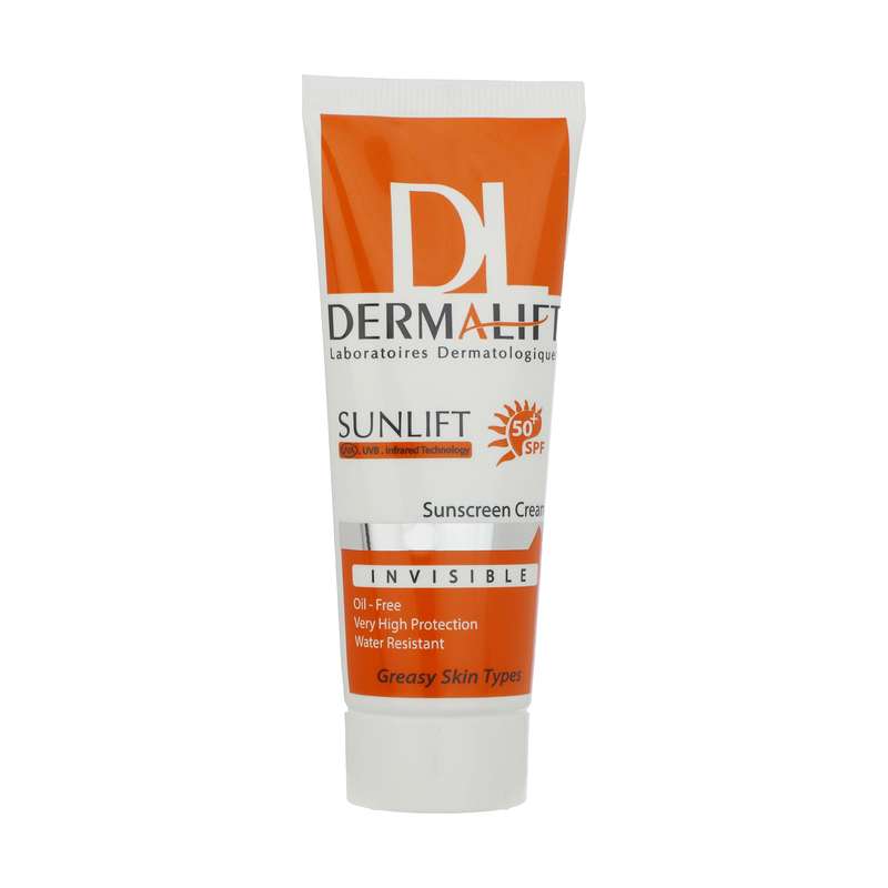 کرم ضد آفتاب بی رنگ درمالیفت مدل SPF50 مناسب پوست‌های چرب حجم 40 میلی لیتر