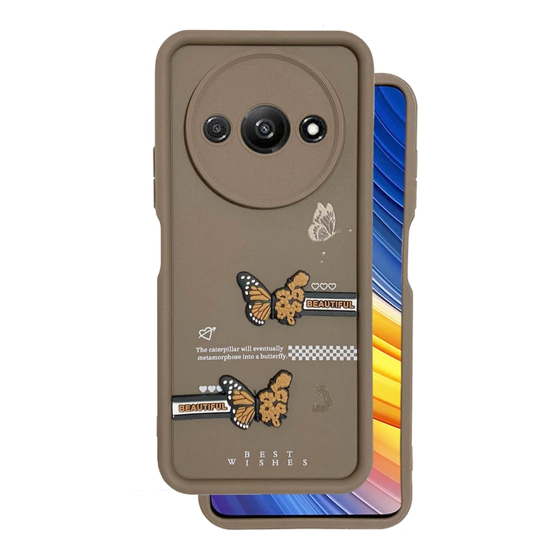 کاور مدل سولید طرح پروانه کد PH001 مناسب برای گوشی موبایل شیائومی Redmi A3 4G