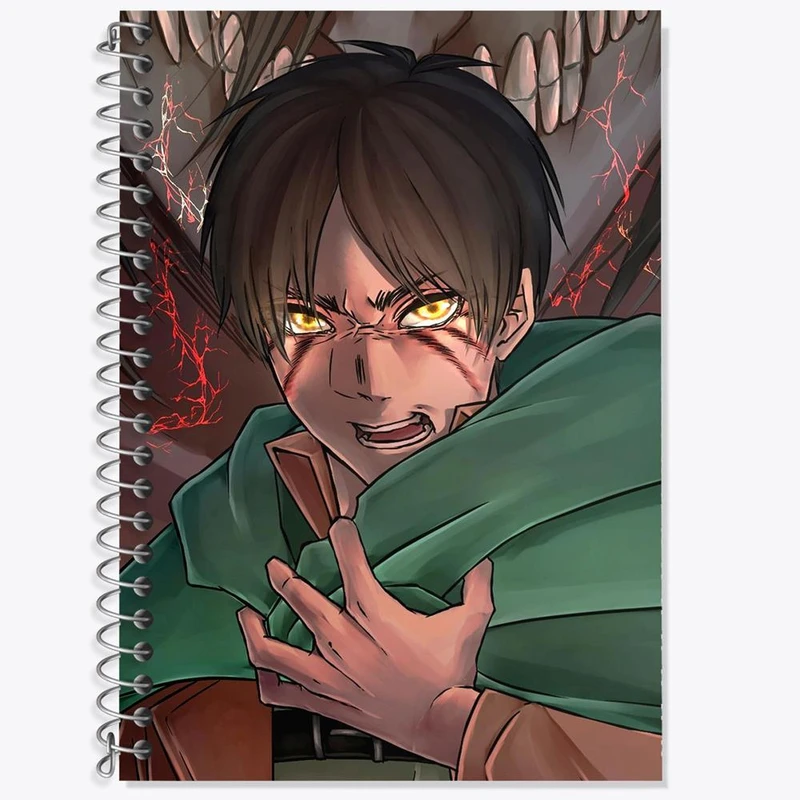 دفتر زبان 50 برگ خندالو مدل دو خط طرح ارن یگر انیمه اتک آن تایتان Attack on Titan کد 18551