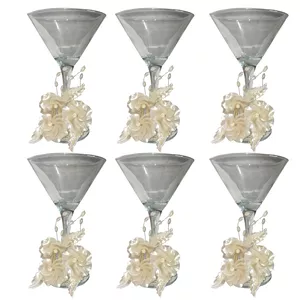 مجموعه ظروف هفت سین 6 پارچه  مدل گیلاس طرح گل چیپسی