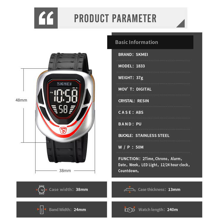 ساعت مچی دیجیتال پسرانه اسکمی مدل 1833slrd