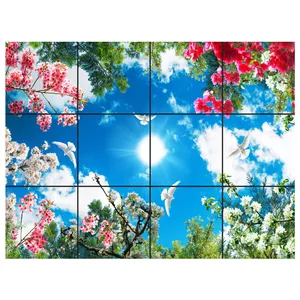 تایل سقفی طرح شاخه و برگ و گل کد 0100 سایز 60x60 سانتی متر مجموعه 12 عددی