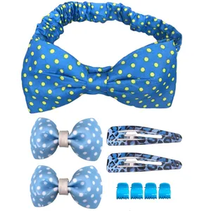 ست هدبند و گیره مو دخترانه مدل خالدار کد 478 مجموعه 9 عددی