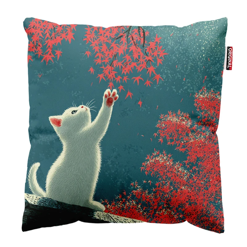 کوسن پاد آفرین مدل پیشی ناز و درختان زیبا کد 280 سایز 30*30 سانتی متر