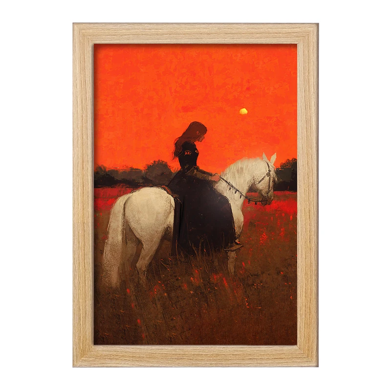 تابلو خندالو مدل نقاشی زن و اسب کد F1156