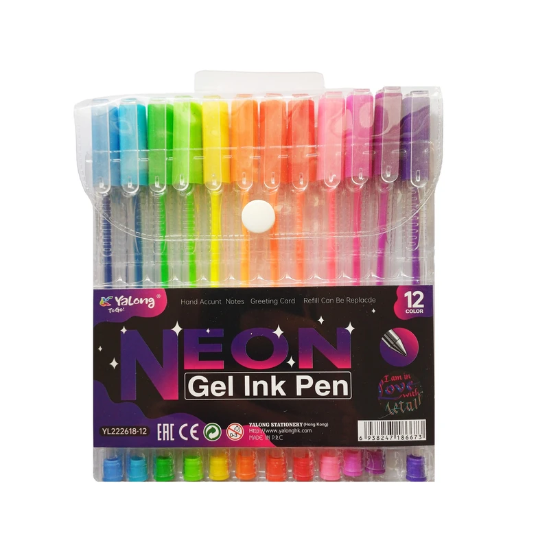 خودکار قطر نوشتاری1 میلی متر یالونگ مدل NEON COLOR بسته 12 عددی