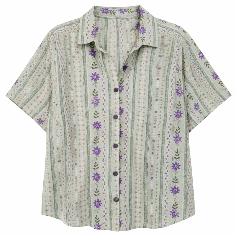 شومیز آستین کوتاه یقه برگردان زنانه مدل 38117