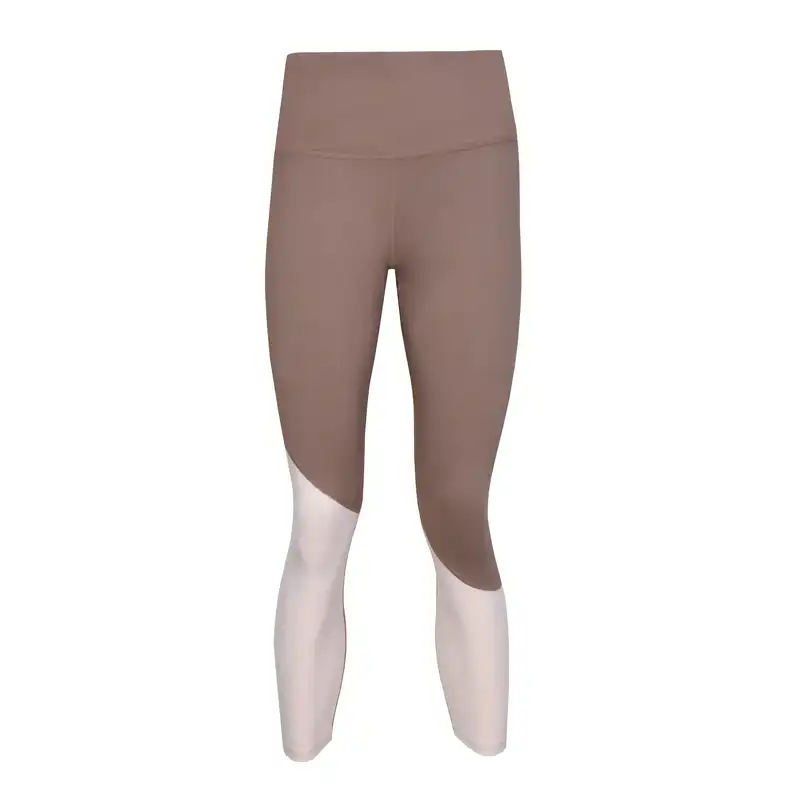 لگینگ ورزشی زنانه مدل کمر گنی 10 سانتی رنگ قهوه ای