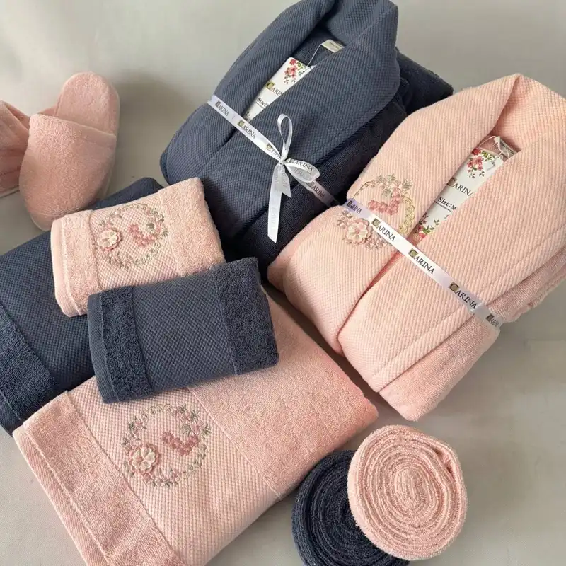 سرویس حوله پالتویی 8 تکه کارینا مدل گلتوس کد 01