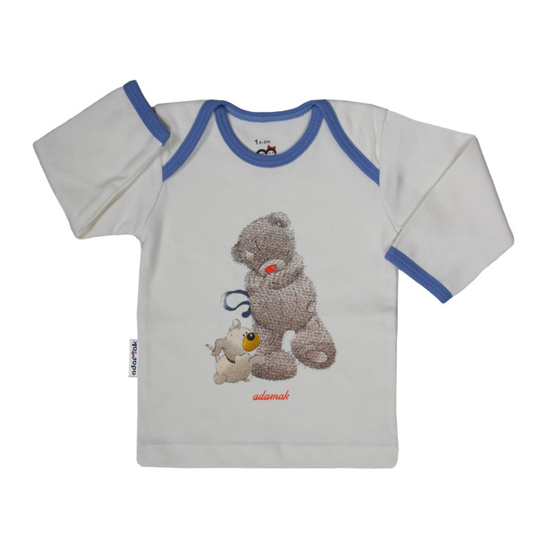 تی شرت نوزادی پسرانه آدمک طرح خرس پشمالو کد 02