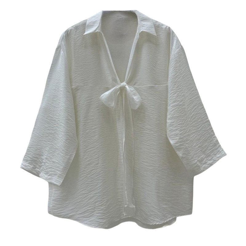 شومیز زنانه مدل پاپیونی رنگ سفید