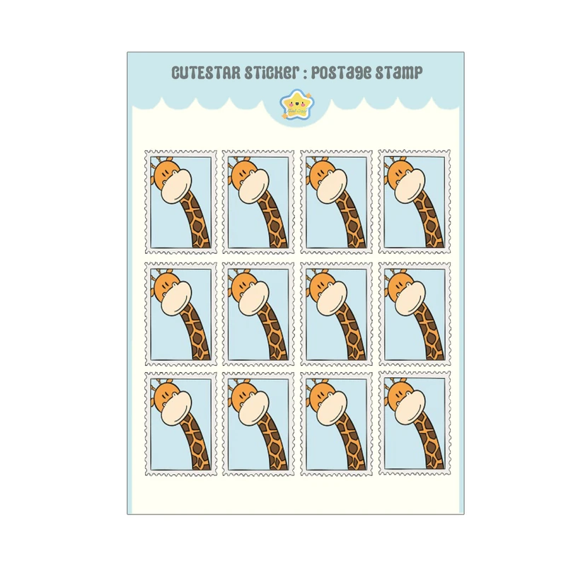 برچسب کیوت استار مدل تمبر فانتزی طرح زرافه