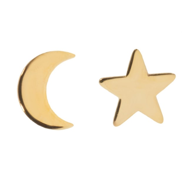 گوشواره طلا 18 عیار زنانه مدل ماه و ستاره