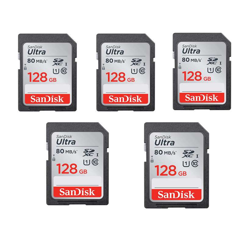 کارت حافظه SDXC سن دیسک مدل Ultra کلاس 10 استاندارد UHS-I U1 سرعت 533X 80MBps ظرفیت 128 گیگابایت  بسته 5عددی