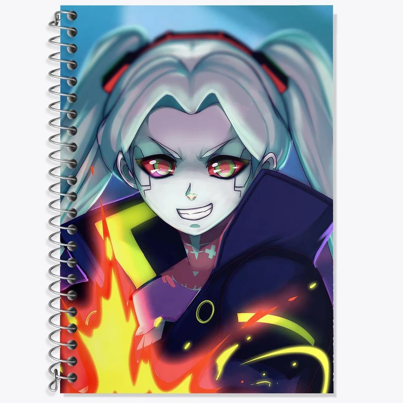 دفتر زبان 50 برگ خندالو مدل دو خط طرح ربکا انیمه سایبرپانک کد 23979