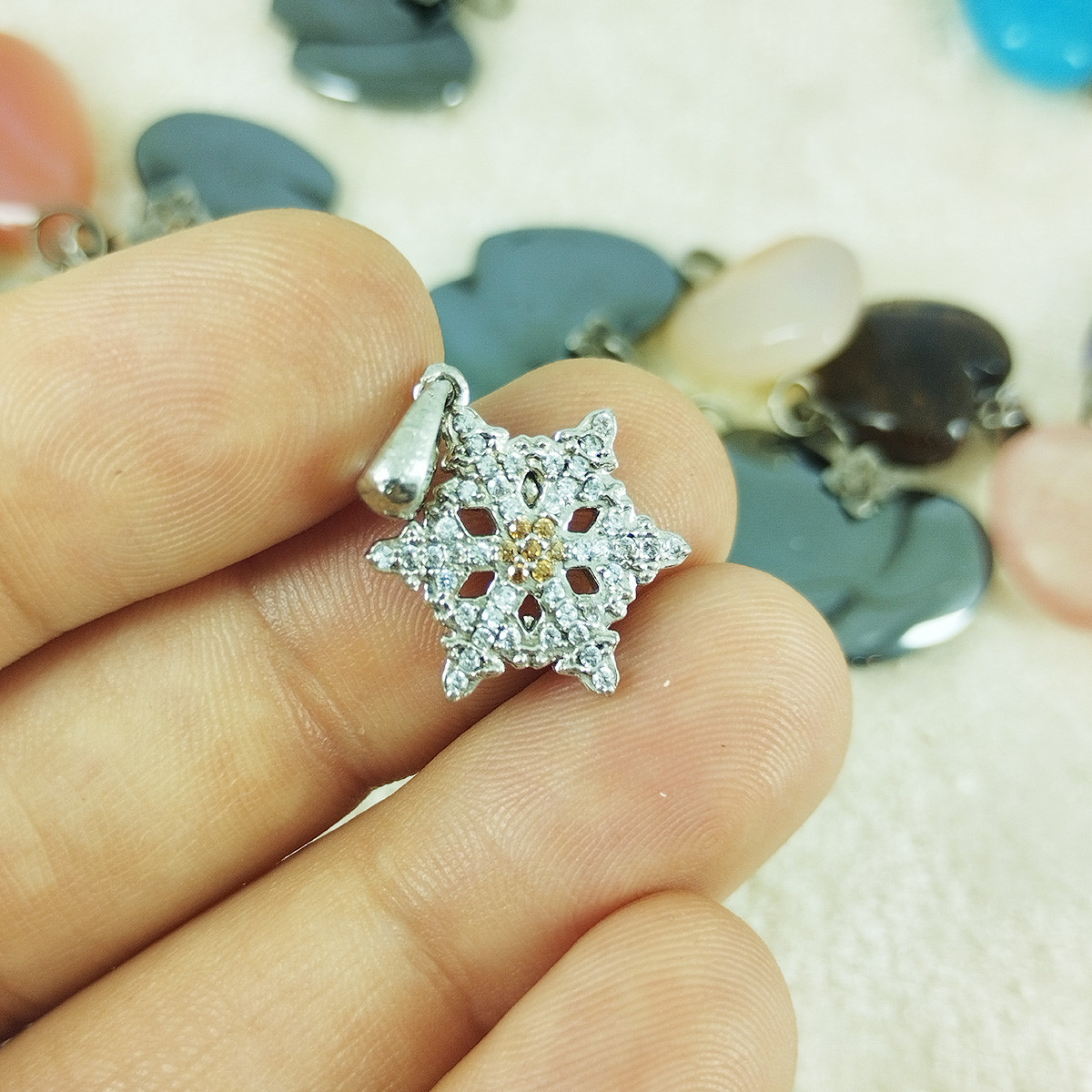 آویز گردنبند نقره زنانه سلین کالا مدل برف کد 41