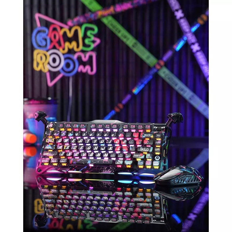 کیبورد مخصوص بازی گراوا استار مدل Mercury V75 Pro Special Edition Neon Graffiti