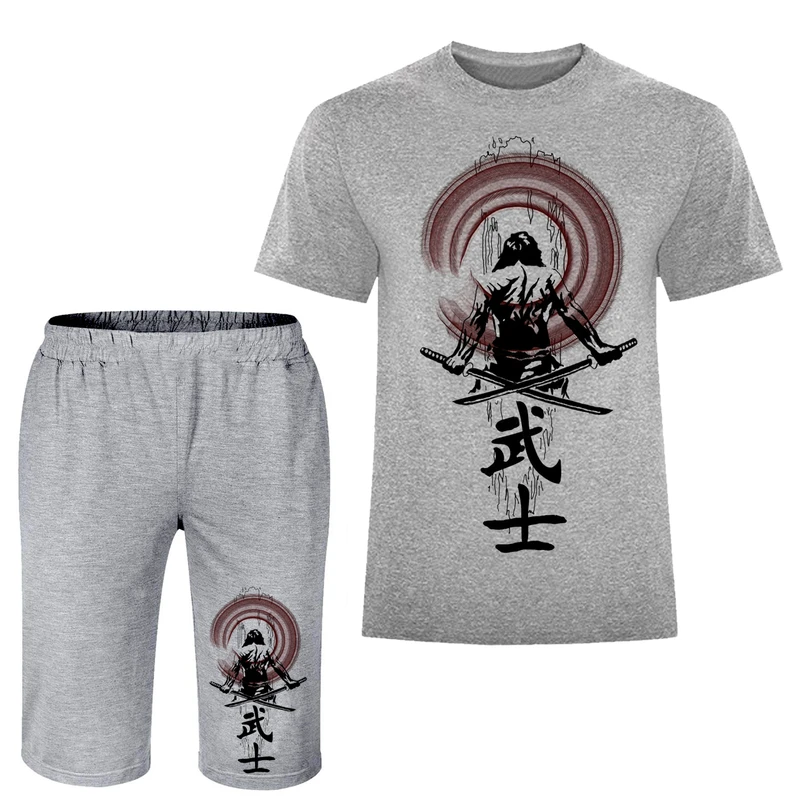 ست تی شرت آستین کوتاه و شلوارک راحتی مردانه
 مدل مبارز A283 رنگ طوسی