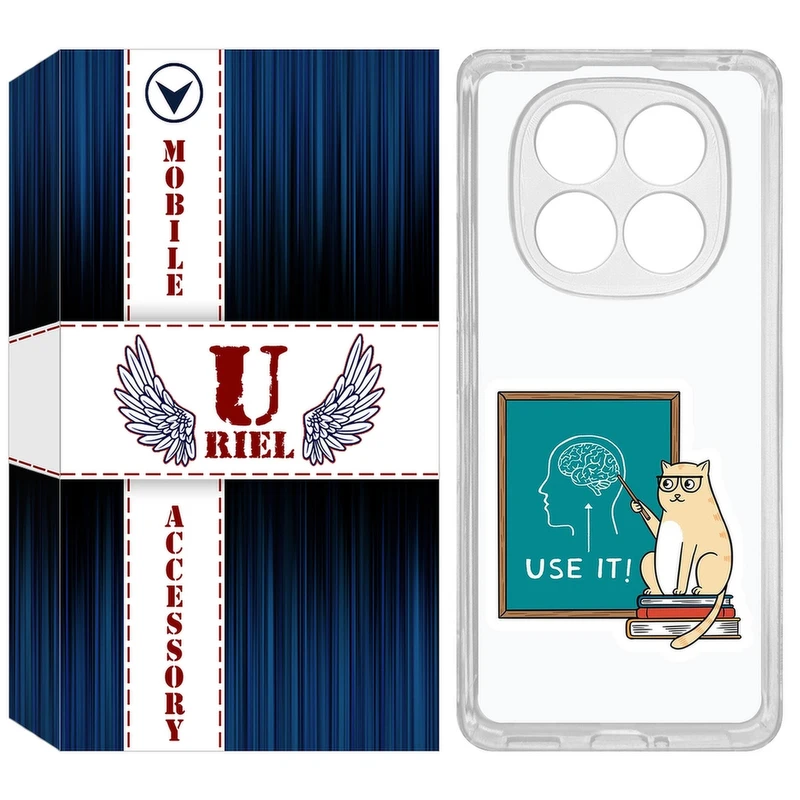 کاور یوریل مدل Clear کد 95 طرح گربه عاقل مناسب برای گوشی موبایل شیائومی Redmi Note 14 Pro 4G / Poco X7