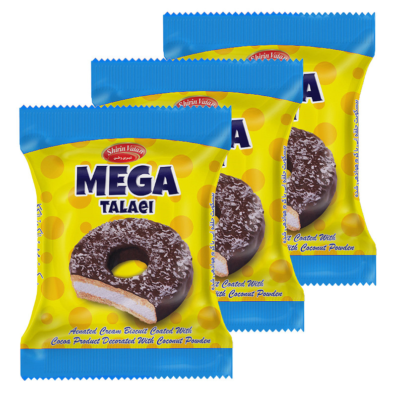  والس شکلاتی مگاطلایی شیرین وطن- 35 گرم بسته 3 عددی