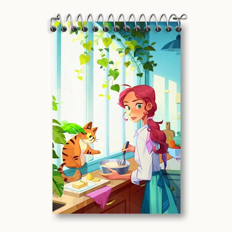 دفتر یادداشت 50 برگ خندالو مدل دختر شیرینی پز کد F577