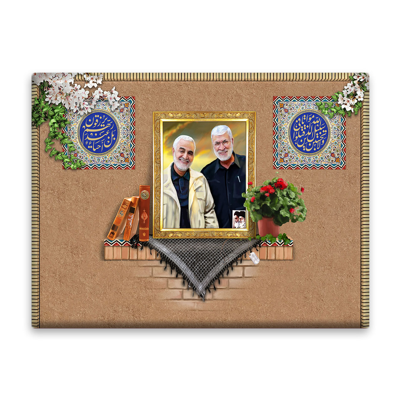 کاشی اطلس آبی طرح شهید حاج قاسم سلیمانی مدل T5374