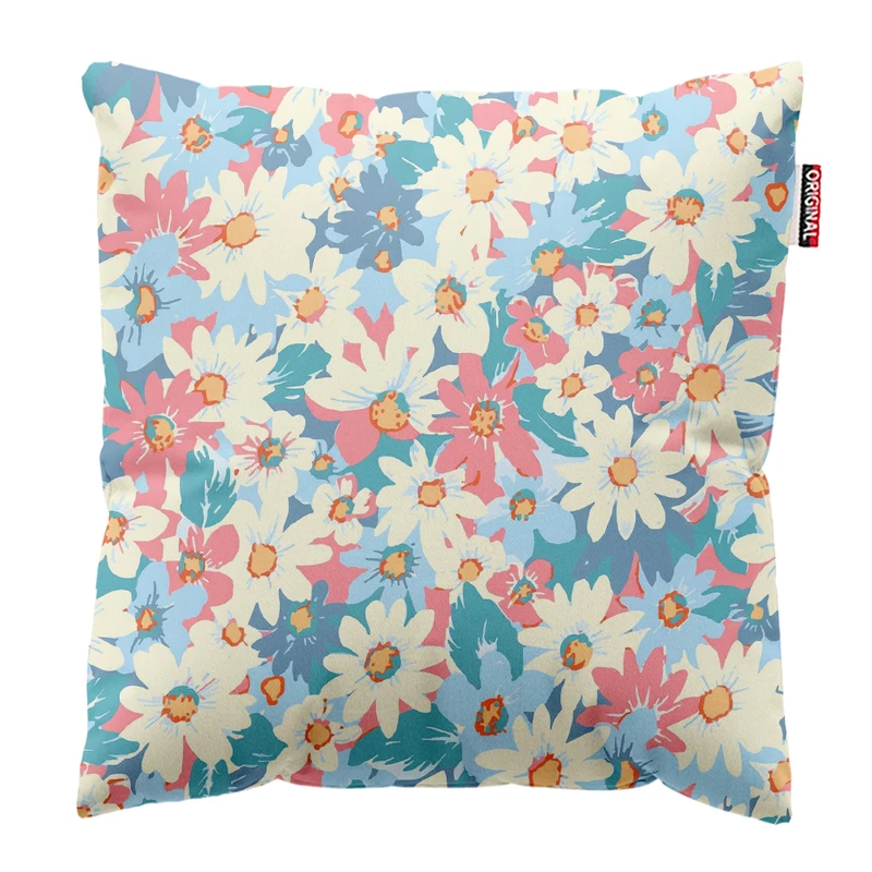 کوسن پاد آفرین مدل مینیمال طرح گل و برگ کد PK303047 سایز 30*30 سانتی متر