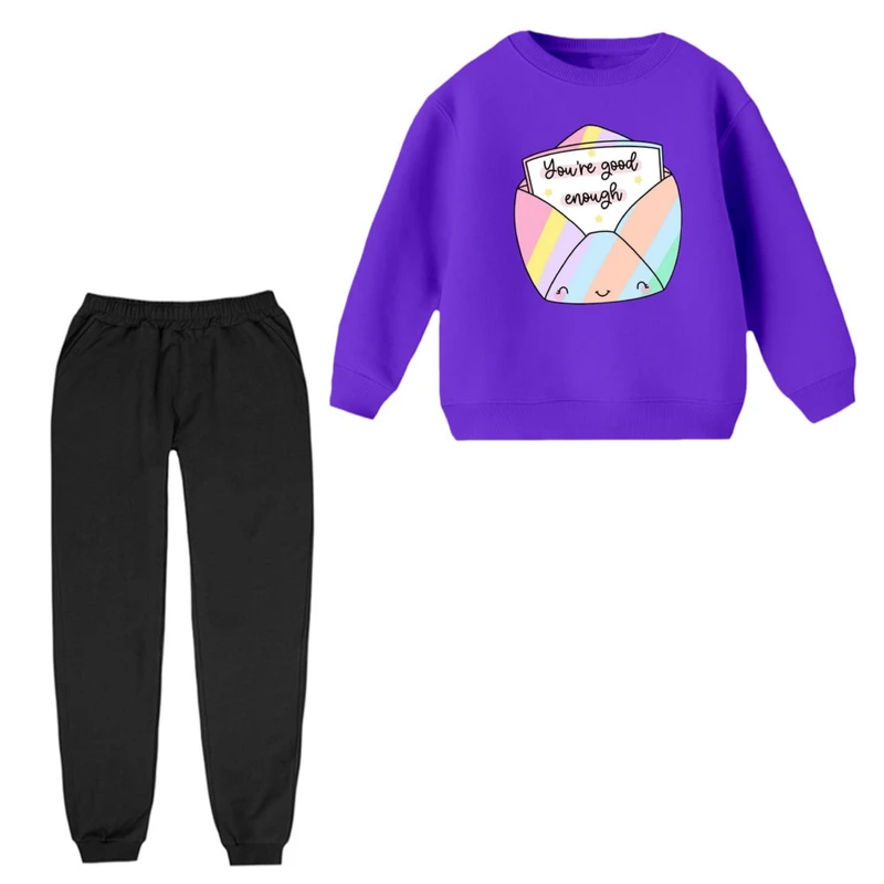 ست سویشرت آستین بلند و شلوار راحتی بچگانه مدل پاکت نامه