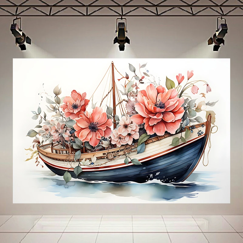 پوستر طرح کشتی پر گل کد AR32284