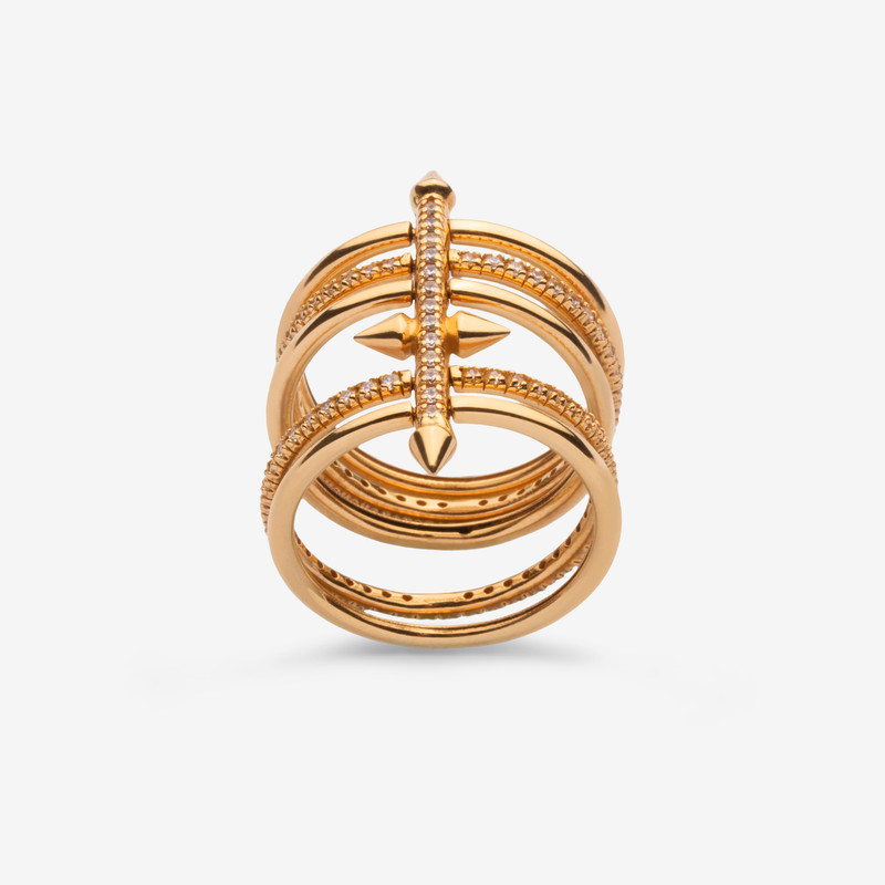 انگشتر طلا 18 عیار زنانه وی گالری مدل چند رج کد RB1522 سایز 56