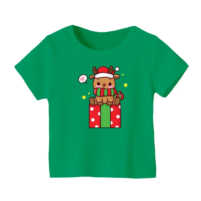 تی شرت آستین کوتاه بچگانه مدل گوزن کریسمس کد 18