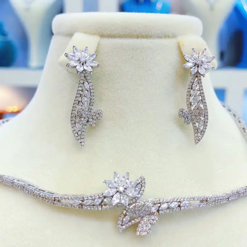 نیم ست نقره زنانه مدل دستساز جواهر روکش رادیوم 545