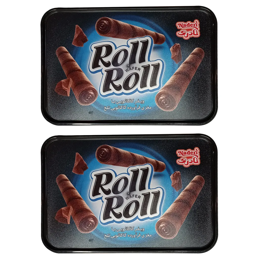 ویفر رول پذیرایی شکلات تلخ نادری - 250 گرم بسته 2 عددی