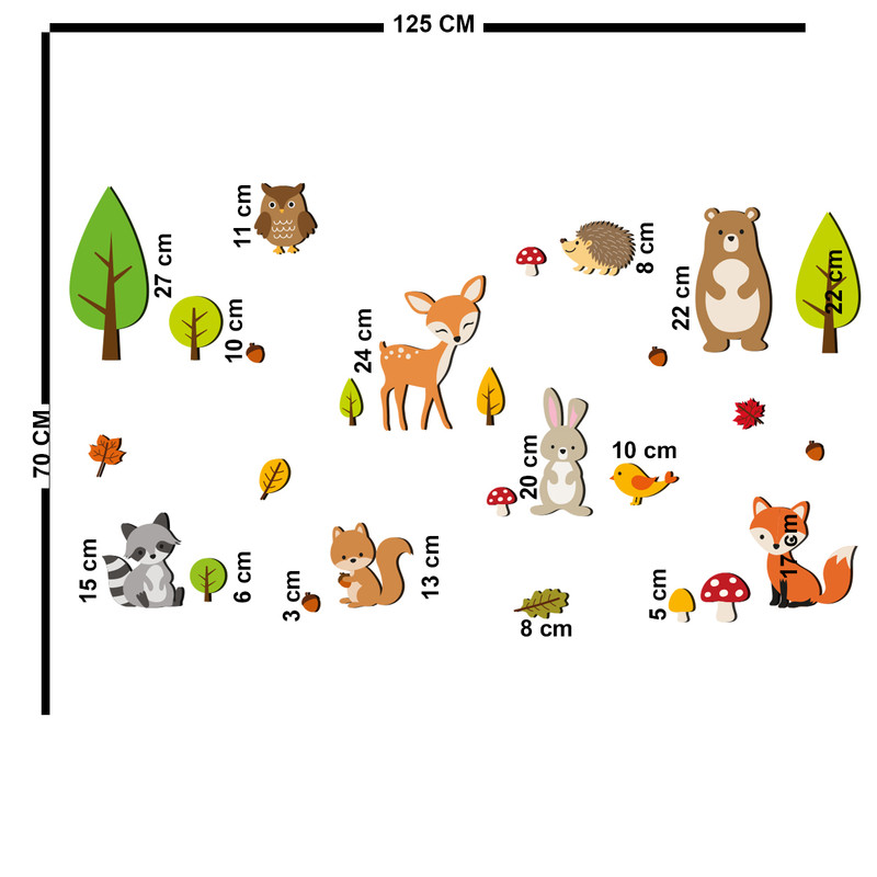 استیکر چوبی کودک باروچین مدل حیوانات در جنگل پاییزی کد 1197