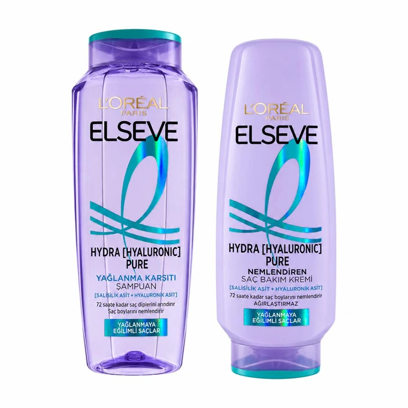 شامپو و نرم کننده مو لورآل مدل Hydra Hyaluronic Pure مناسب موهای چرب حجم 300 میلی‌لیتر بسته 2 عددی