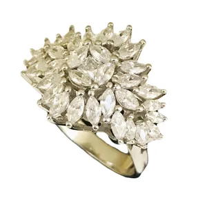 انگشتر نقره زنانه مدل سوپر لوکس جواهری نگین مارکیز 3420-03