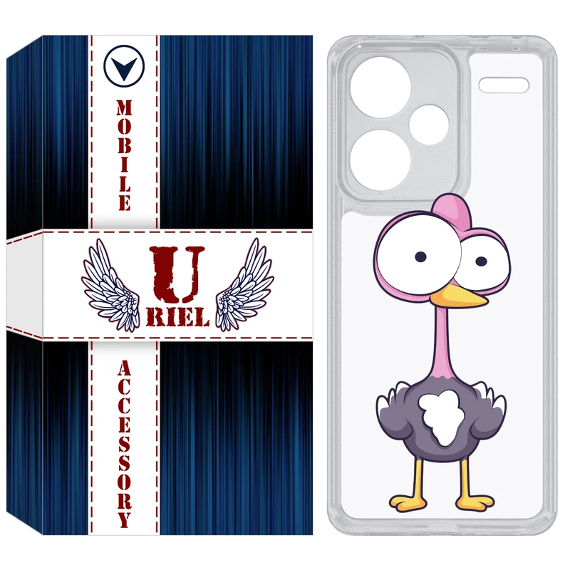 کاور یوریل مدل Clear کد 43 طرح شترمرغ مناسب برای گوشی موبایل شیائومی Redmi Note 13 Pro Plus