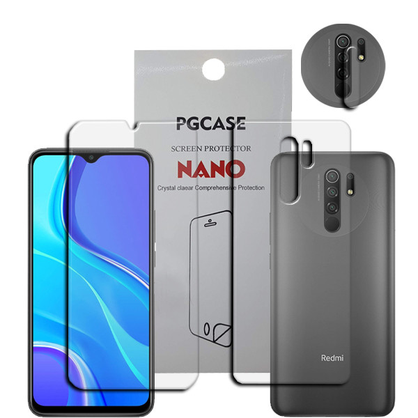 محافظ صفحه نمایش مدل SM مناسب برای گوشی موبایل شیائومی Redmi 9 به همراه محافظ پشت گوشی و محافظ لنز دوربین